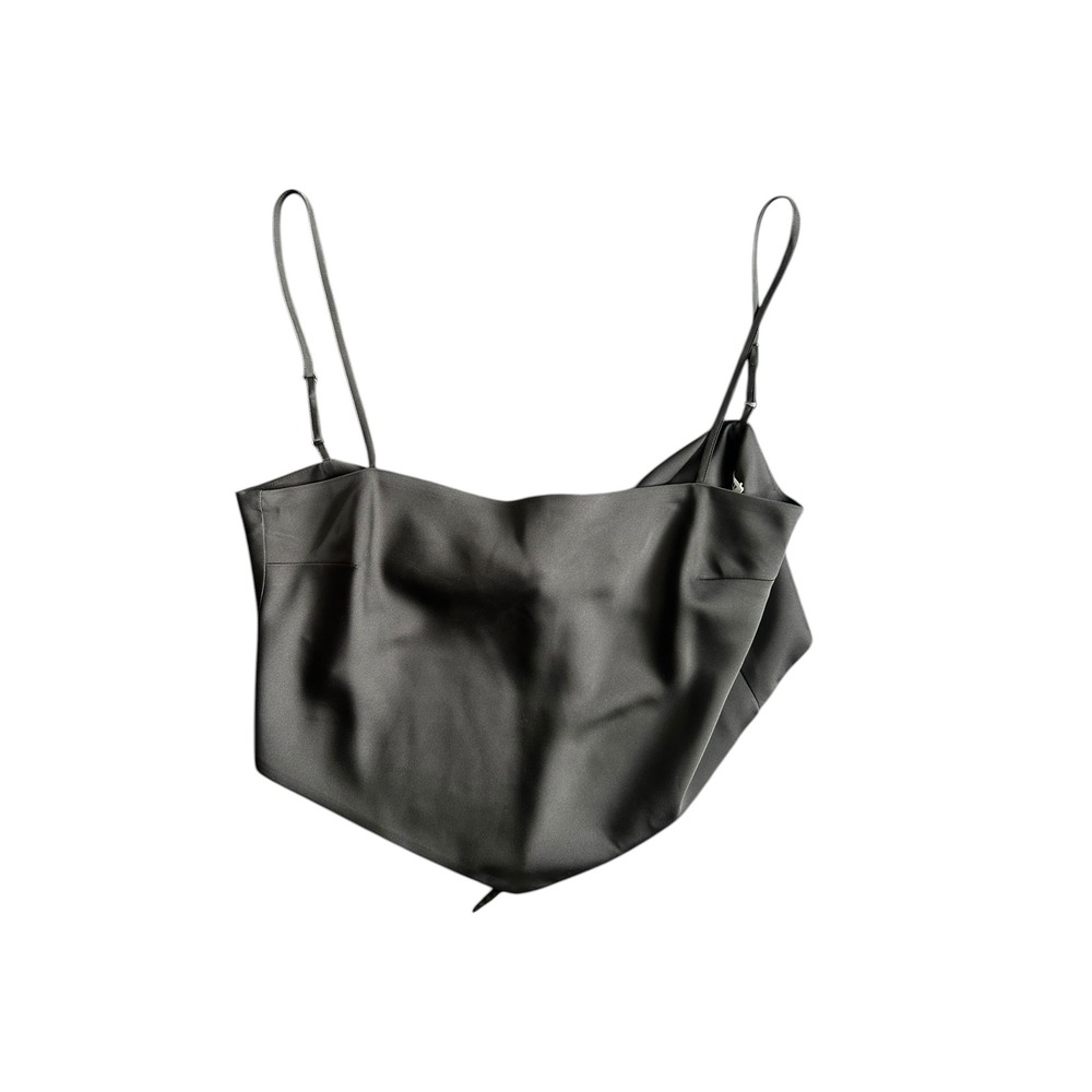 Sunday Best Aritzia Black Satin Cowl Neck Scarf Top Handkerchief Hem Small